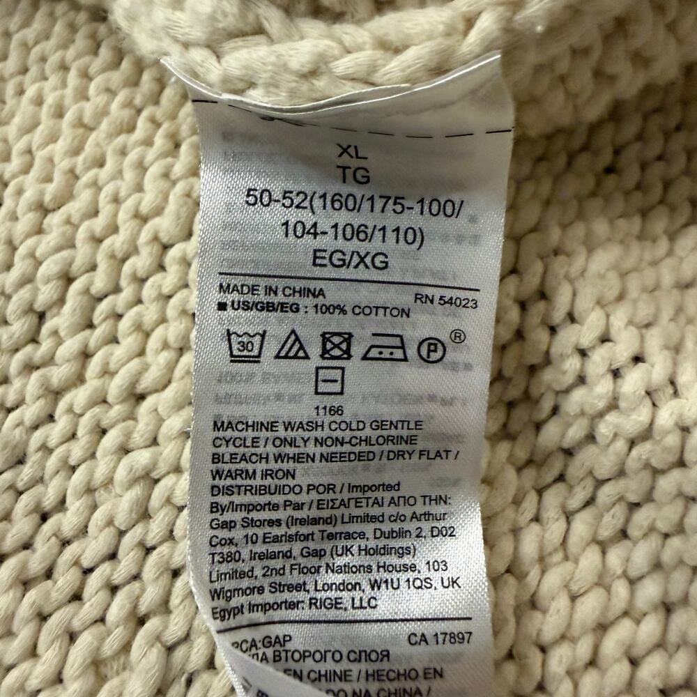 Gap Women’s woven crewneck sweater, beige/tan and white colorblock, XL - Picture 4 of 5